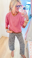 Pink and Brown Mix Stripe Knit Sweater