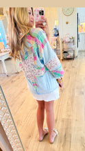 Sky Blue Patch Star Oversized Top
