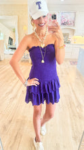 Purple Smocked Ruffle Mini Dress