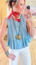 Chambray Sleeveless Pintuck Top