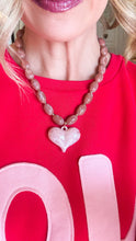 Pink Beaded Heart Necklace