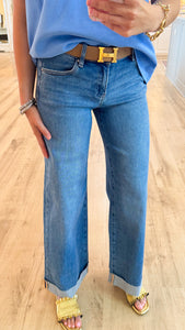 Risen Low Rise Wide Leg Cuffed Jeans