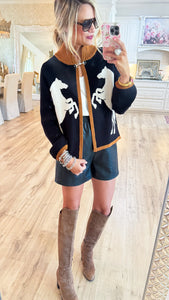 THML Black Horse Knit Cardigan
