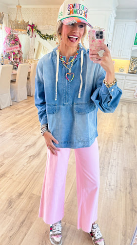 Washed Denim Pullover