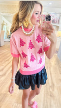 Pink Christmas Tree Short Sleeve Sweater