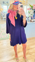 Navy Scallop Hem Mini Dress