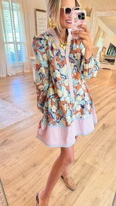 Caramel Floral Mix Mini Dress