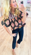 THML Black Floral Printed Puff Sleeve Top