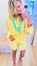 Yellow Floral Embroidered Short Set