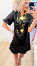 Black Faux Leather Feather Fringe Dress