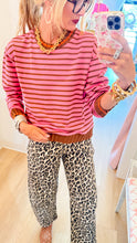 Pink and Brown Mix Stripe Knit Sweater