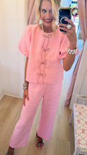 Pink Bow Accent Tweed Pant Set