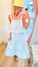 Blue Eyelet Cami Top Skirt Set