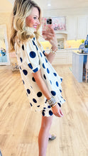 Navy and Cream Polka Dot Ruffle Hem Short Set