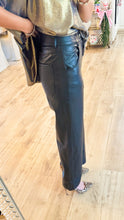 Black Faux Leather Wide Leg Pants