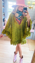 Olive Textured Ruffle Mini Dress