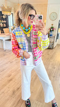 Queen of Sparkle Colorblock Gingham Cardigan