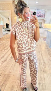Taupe Leopard Pant Set