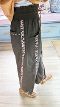 Khaki Cheetah Contrast Wide Leg Parachute Pants