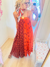 Terracotta and Orange Color Block Maxi Dress