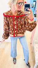 Leopard Red Accent Trim Cardigan