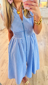 Blue Gingham Maxi Dress