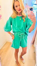 Green Washed 3/4 Sleeve Short Set
