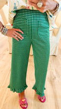 Kelly Green Gingham Ruffle Hem Pants