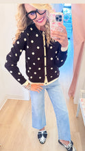 Black and White Polka Dot Knit Cardigan