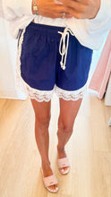 Navy and White Lace Trim Shorts