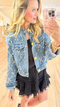 Pearl and Rhinestone Embellished Denim Jacket