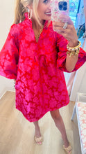 Tomato Red Floral Jacquard Babydoll Dress