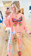 Peach Find Joy Butterfly Cropped Sweatshirt