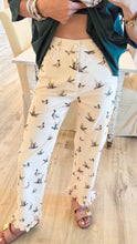 Beige Mallard Duck Ruffle Hem Pants
