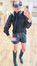 Black Leopard Burnout Velvet Button Down Top