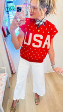 Red Sleeveless Polka Dot USA Knit Top