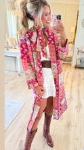 Multi Patch Work Long Kimono Coat