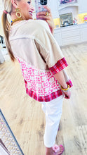 Pink Plaid Floral Top