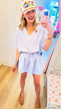 Light Blue Contrast Stitch Skort Set