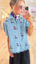 Light Denim Purple Boot Blouse