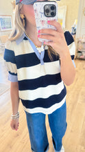 Navy Stripe Short Sleeve Top