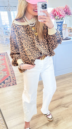 Camel Leopard Washed Pullover