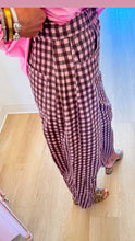 Pink and Brown Gingham Twill Barrel Pants