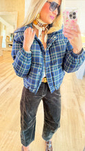 Navy Plaid Puffer Jacket