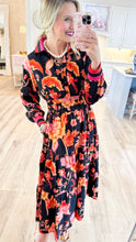 Black Multi Floral Midi Dress