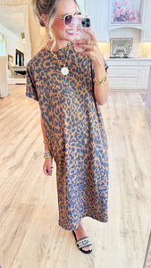 Leopard Short Sleeve Maxi Dress
