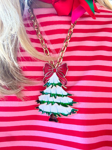 White Frosted Tree Statement Necklace