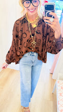Brown Western Print Top