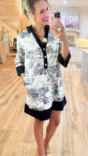 Black Toile 3/4 Sleeve Dress