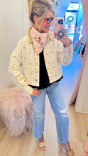 Cream and Tan Polka Dot Denim Twill Jacket